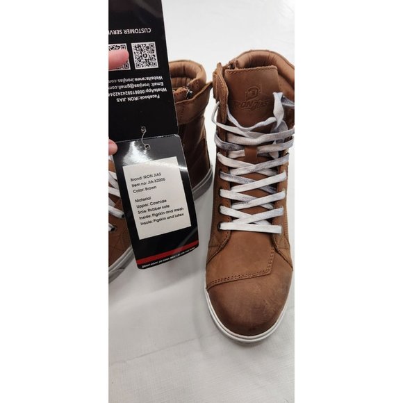 Iron Jias Retro Leather Motorcycle Boots XZ006 Brown Mens EU 42 US 8.5 - Picture 11 of 11